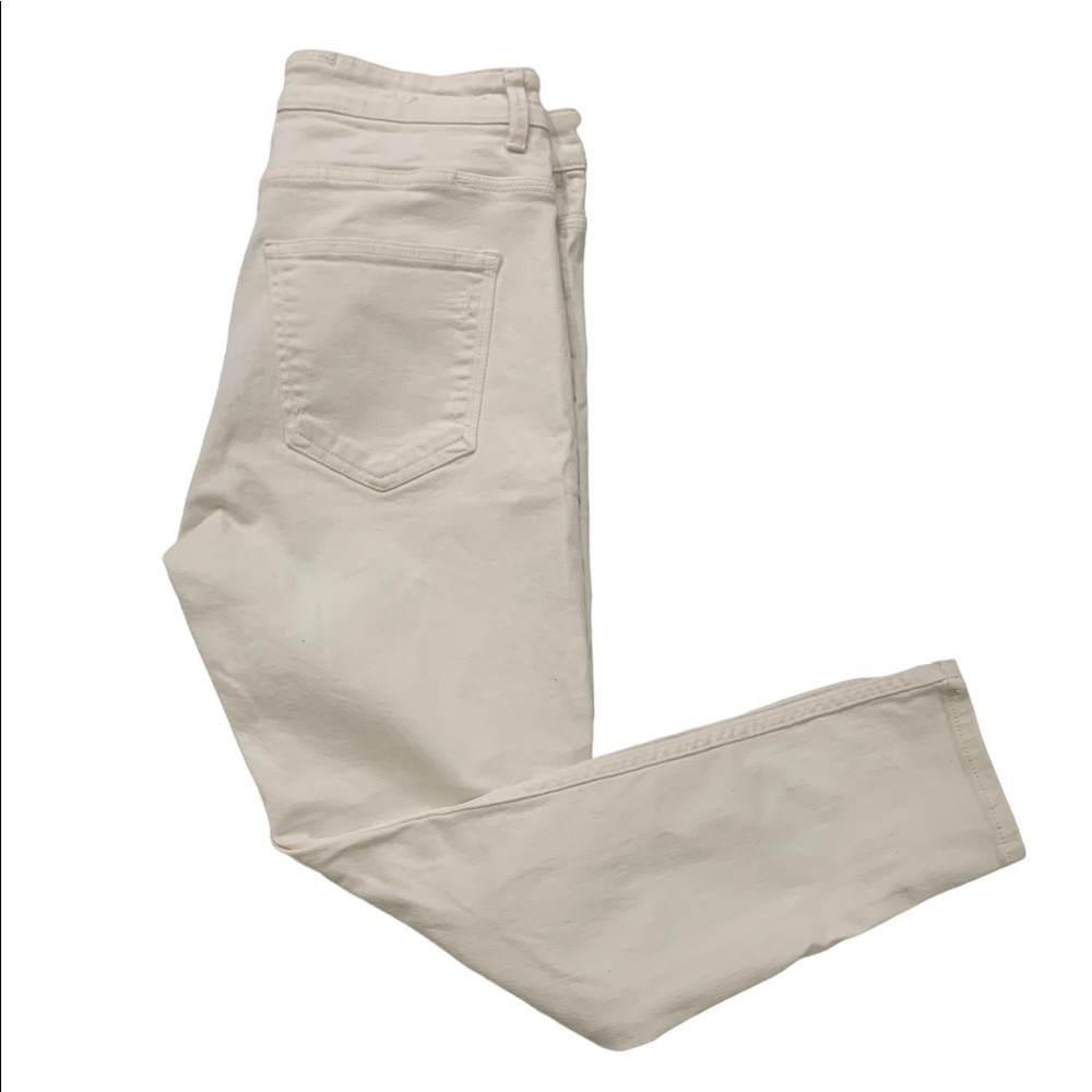 πHPπ Zara Man White Ripped-Knee Skinny Jeans Size 34 used - Picture 1 of 4
